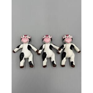 Vintage 1987 PVC Cow Figures Lot Of 3 R.P. & Co.